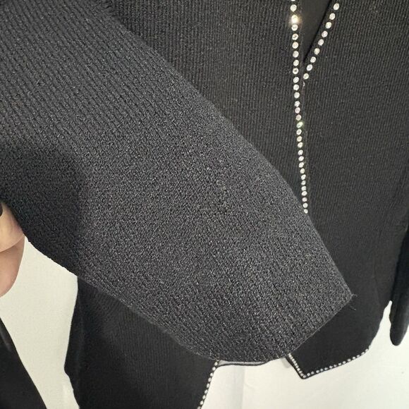 Vtg Sicari Evenings 80s 3 Pc Suit Blazer Skirt Tank Knit Rhinestone Black Glam 6 - Picture 7 of 11